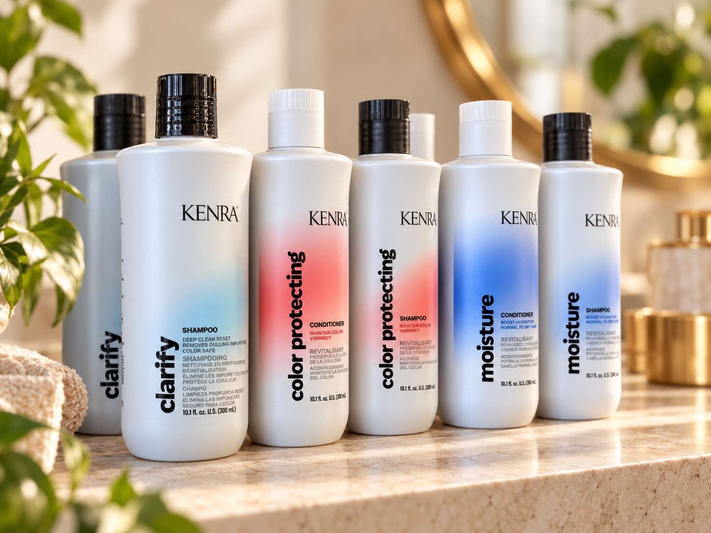 Illustrative arrangement of Kenra styling products