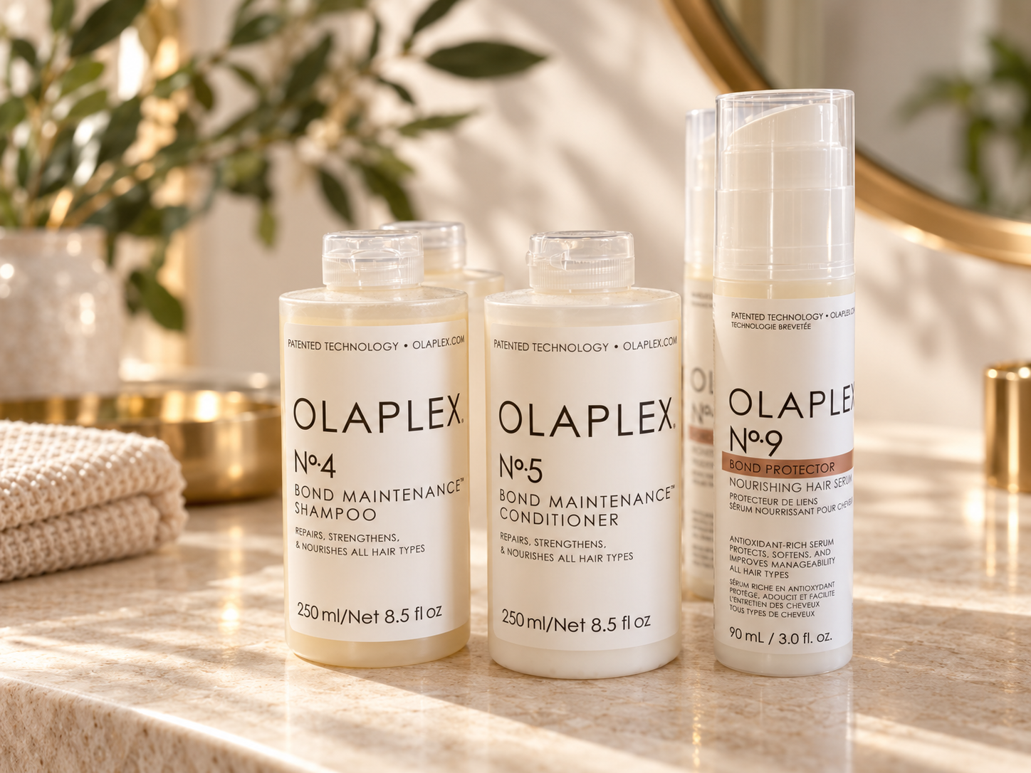 Illustrative arrangement of Olaplex treatment products